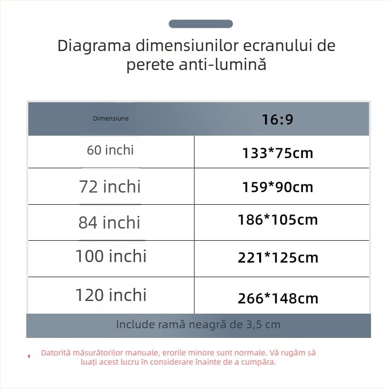 Ecran de proiecție portabil, pliabil, pentru perete, 100 inci, 16:9, pentru cinematograf acasă