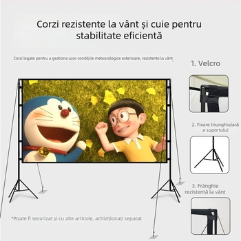 Ecran de proiecție cu două suporturi pentru uz casnic, anti-reflexie, 100 inch, portabil pentru camping