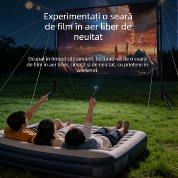 Ecran de proiecție cu două suporturi pentru uz casnic, anti-reflexie, 100 inch, portabil pentru camping