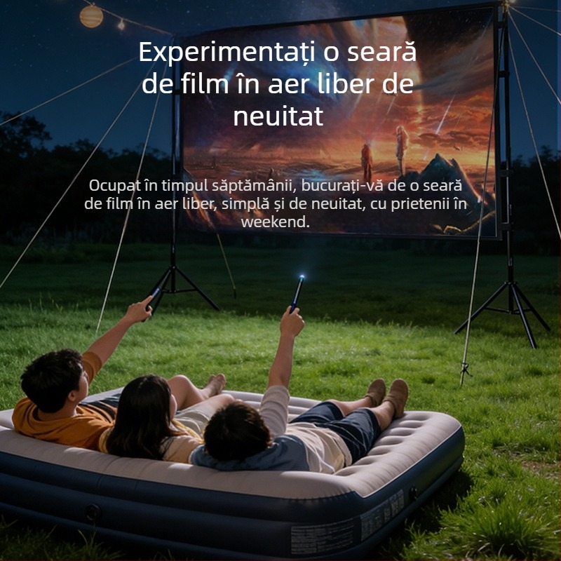 Ecran de proiecție cu două suporturi pentru uz casnic, anti-reflexie, 100 inch, portabil pentru camping
