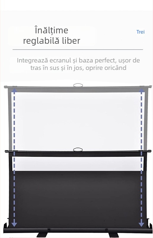 XINJIEKE ecran portabil de proiecție, 60 inch, 16:9, retractabil, camping în aer liber, fără montaj