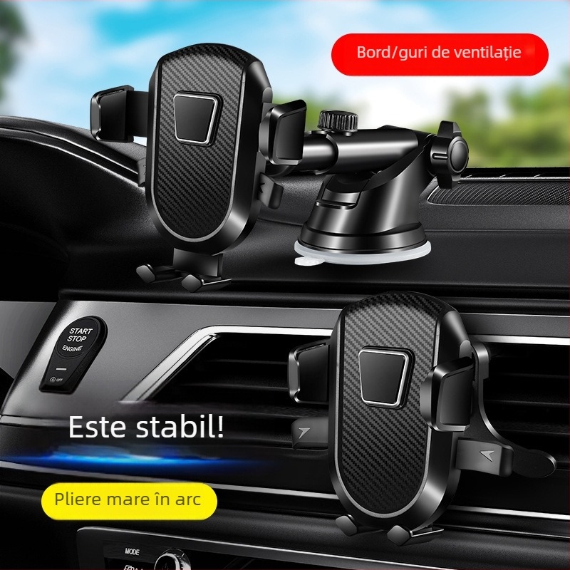 Suport pentru telefon auto telescopic, cu ventuză pe bord și bază magnetică