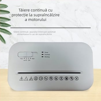 Mașină de tocat hârtie, compactă, electrică, pentru birou, utilizare comercială sau casnică, de tip desktop, cu zdrobire segmentată, portabilă