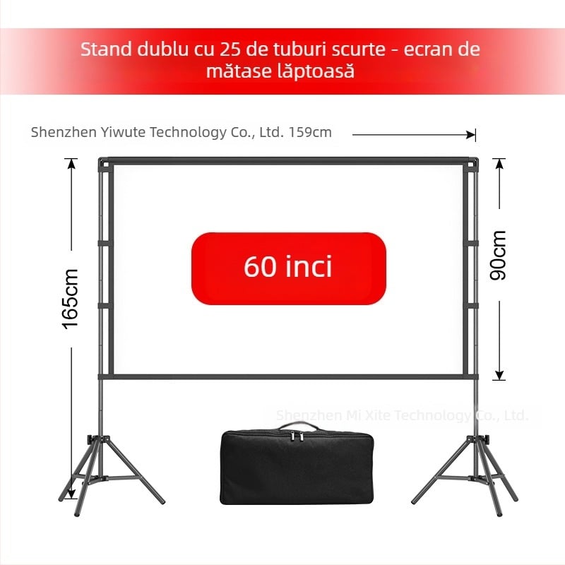Ecran de proiecție exterior cu suport din Țeavă pentru cort, 4K, camping, rezistent la vânt