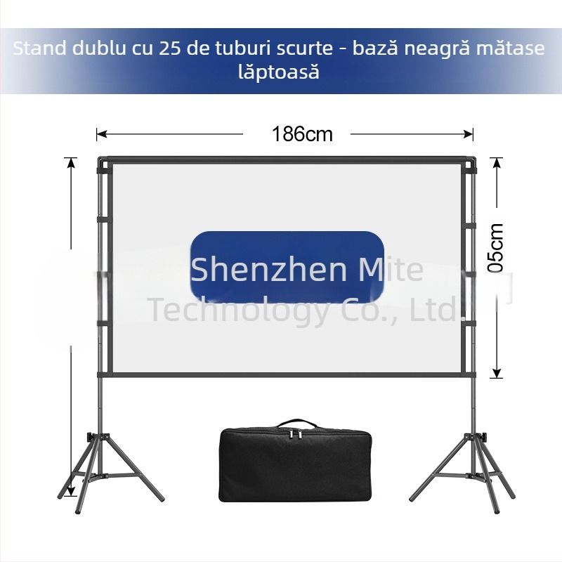 Ecran de proiecție exterior cu suport din Țeavă pentru cort, 4K, camping, rezistent la vânt