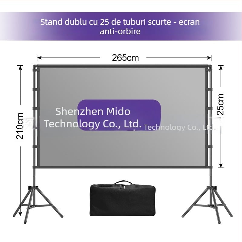 Ecran de proiecție exterior cu suport din Țeavă pentru cort, 4K, camping, rezistent la vânt