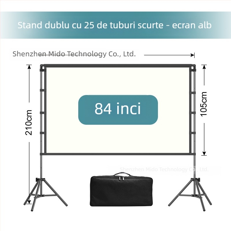 Ecran de proiecție exterior cu suport din Țeavă pentru cort, 4K, camping, rezistent la vânt