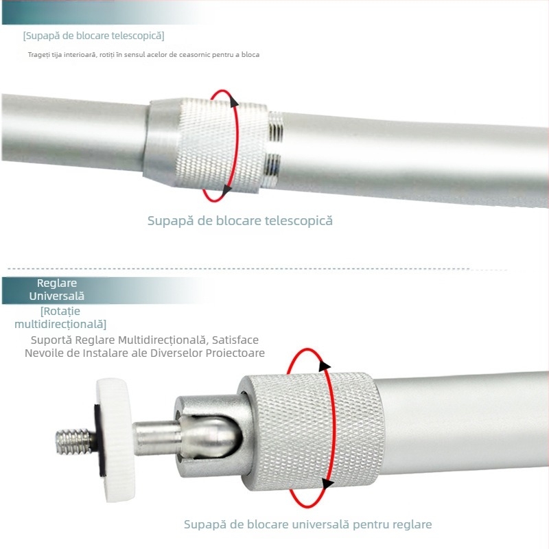Montură universală pentru proiector mini pentru uz casnic — braț scurt fix, suport retractabil pe perete sau pe tavan