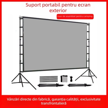 Ecran portabil de proiecție pentru exterior, cu două suporturi, pentru home cinema, 60–120 inch