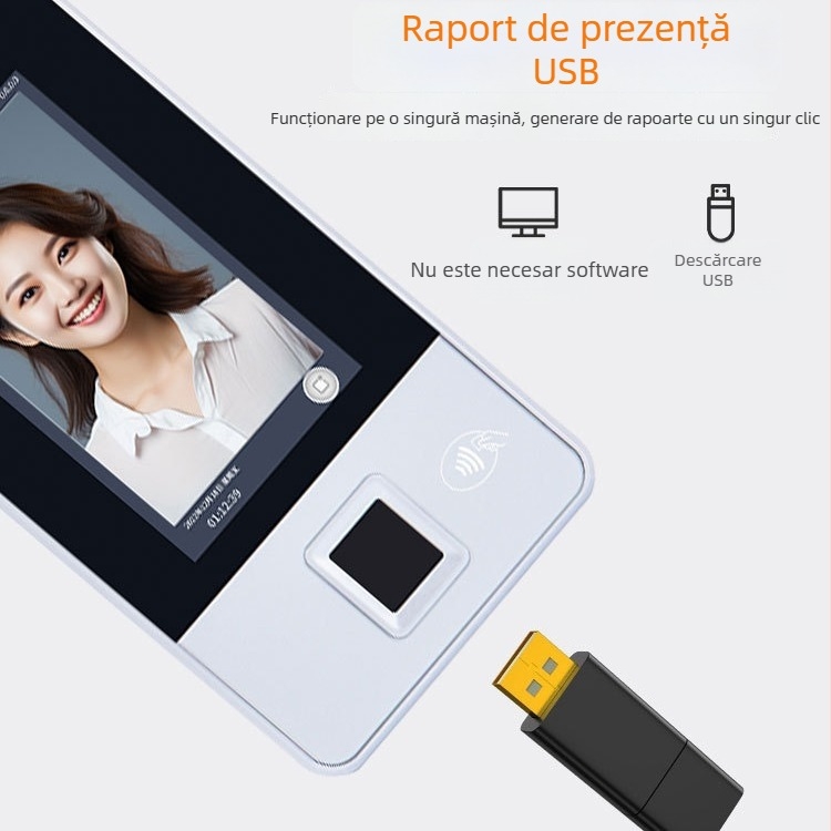 Terminal impermeabil pentru controlul accesului cu recunoaștere facială și palmară, cu recunoaștere prin amprentă și înregistrare prezență