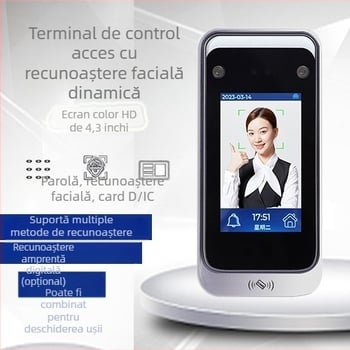 Dispozitiv de control al accesului cu recunoaștere facială, frecvență dublă, rețea TCP/IP, înregistrare a prezenței