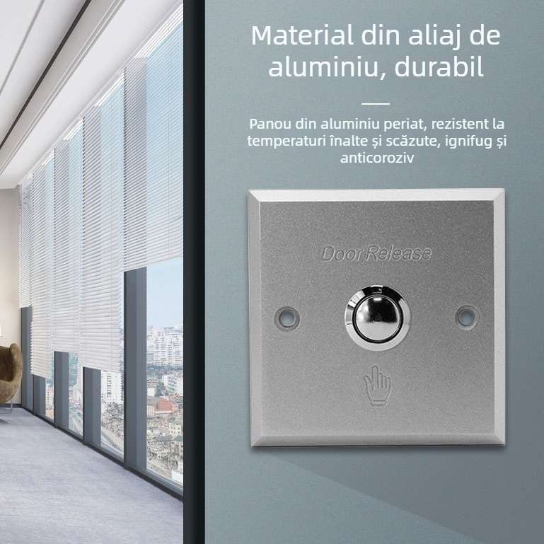 GEKRONE întrerupător metalic cu buton, panou din aliaj de aluminiu cu finisaj șlefuit, ușă cu senzor și sistem de control al accesului
