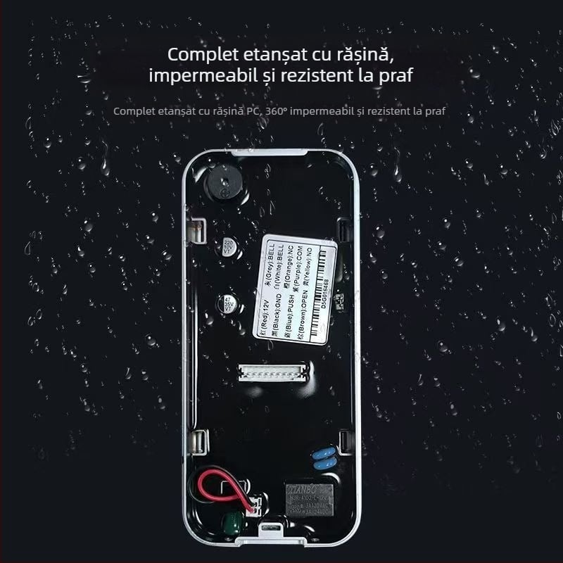 Dispozitiv metalic de control al accesului, sistem electronic impermeabil, cu cititor de card și tastatură iluminată pentru introducerea parolei, pentru birou