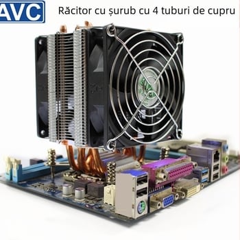 AVC4 Răcitor CPU cu țevi din cupru, silențios, compatibil cu 11511155/1366/2011, universal pentru server CPU