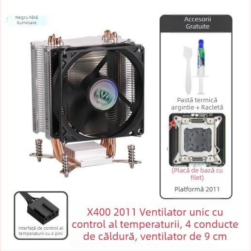AVC4 Răcitor CPU cu țevi din cupru, silențios, compatibil cu 11511155/1366/2011, universal pentru server CPU