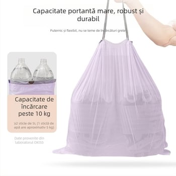Sac de gunoi cu șnur, gros, pentru uz casnic, mare dimensiune bucătărie, plastic de unică folosință