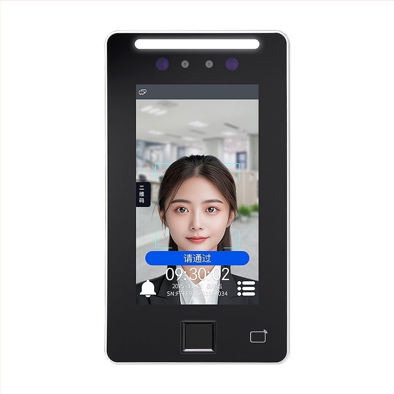 Dongwei XFace70V Sistem de control al accesului și pontaj cu recunoaștere facială, 7 inch — toate într-un singur dispozitiv, 4G recunoaștere facială pentru uși din lemn și sticlă