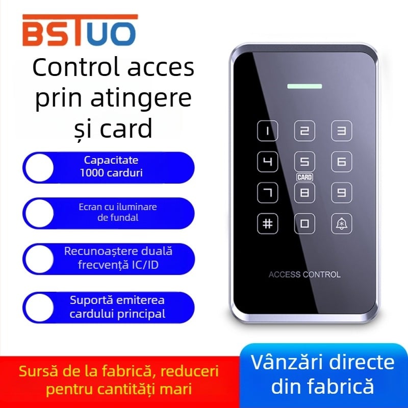 Sistem de control al accesului dual-frecvență, impermeabil, cu parolă și NFC pentru telefonul mobil, sistem electromagnetic pentru uși din sticlă simple și duble