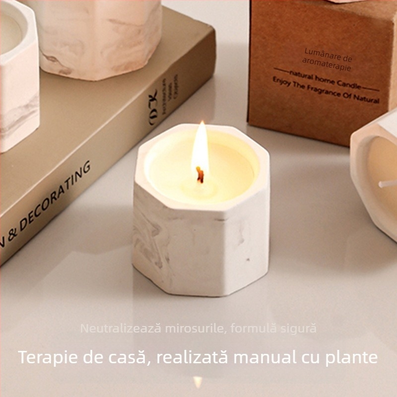 Candelă parfumată în ceașcă de ipsos, design tuș de cerneală, decor ambiental pentru dormitor