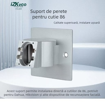 Suport de perete pentru 86-box, control acces cu recunoaștere facială, compatibil cu modele Hikvision, Zhongkong și Dahua