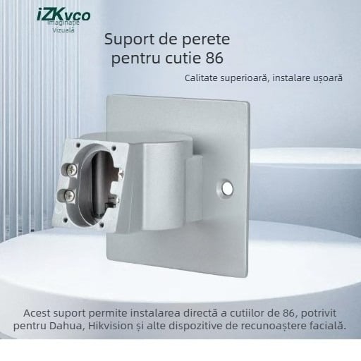 Suport de perete pentru 86-box, control acces cu recunoaștere facială, compatibil cu modele Hikvision, Zhongkong și Dahua