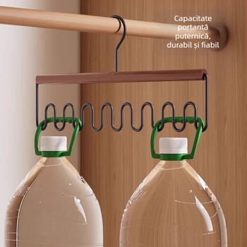 cuier multifuncțional pentru topuri și lenjerie, cârlig din lemn, organizator de garderobă cu design ondulat