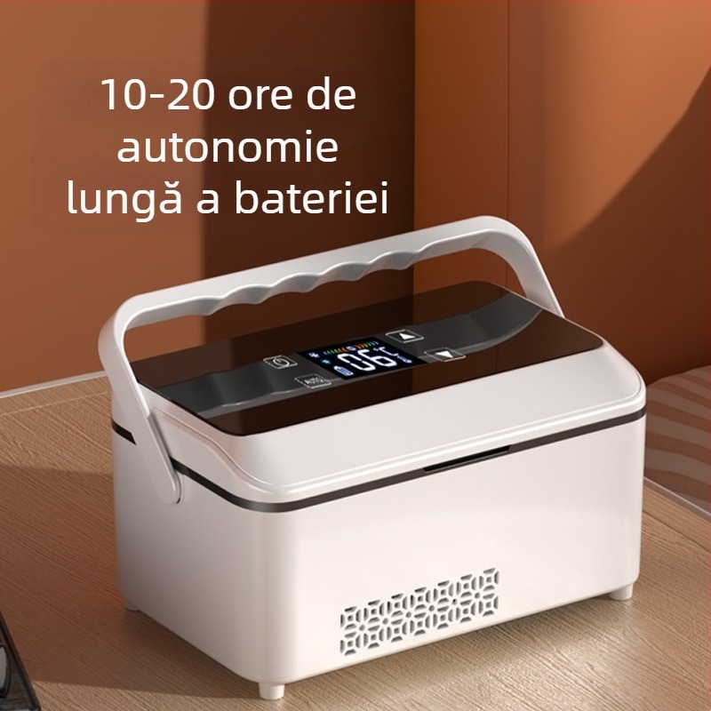 Frigider portabil pentru insulină, răcire 0–18°C, încărcare USB, pentru autovehicul și casă (12V/24V)