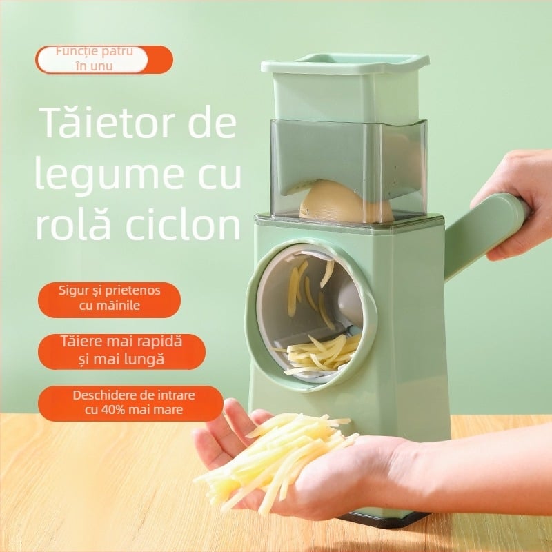 Tăietor manual multifuncțional pentru legume, cu tăietor cu role și răzuitor pentru cartofi și ridichi