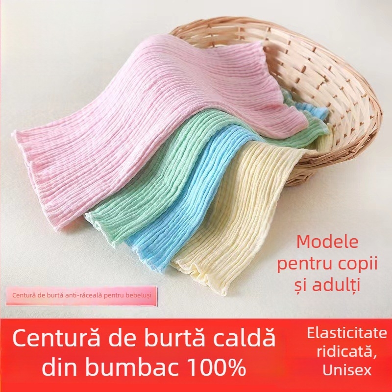 Centură de talie din bumbac — caldă și respirabilă pentru primăvară–vară, susținere a burticii în timpul sarcinii, protecție pentru abdomen și uter