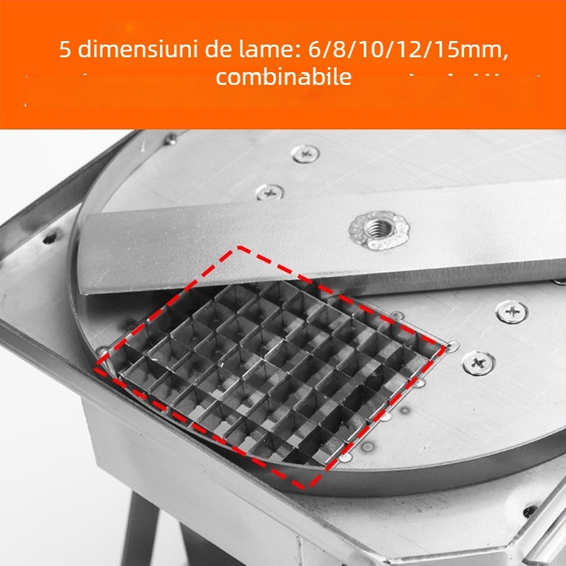 Mașină automată pentru tăierea cuburilor de fructe și legume, din oțel inoxidabil, compactă, pentru uz comercial
