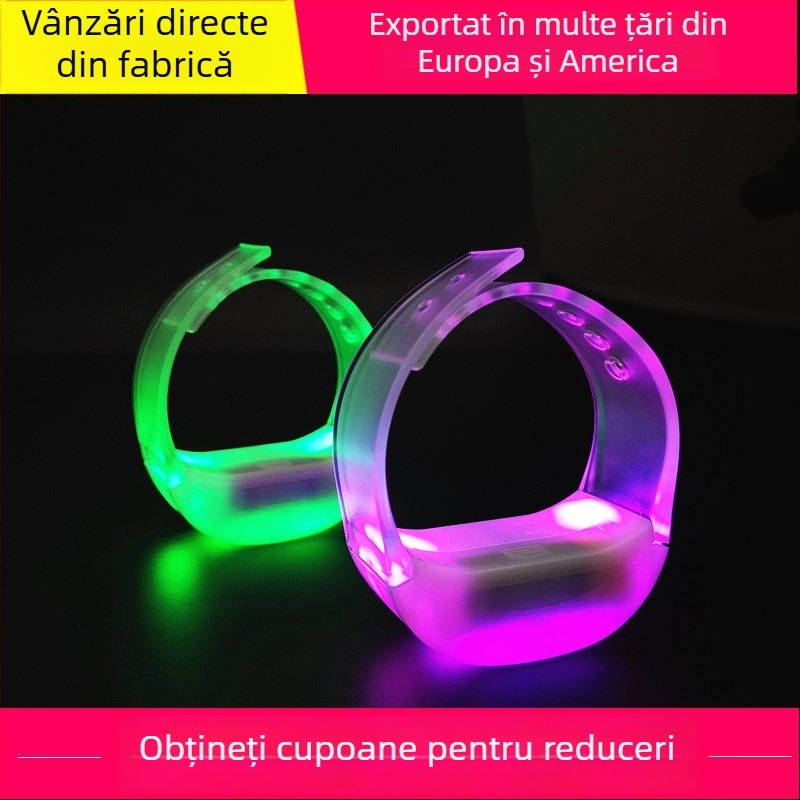 Brățară LED luminoasă pentru concerte, cu telecomandă wireless, imprimare logo până la 25×40 mm, accesorii de susținere, culori multiple