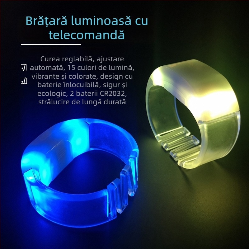 Brățară LED luminoasă cu telecomandă pentru concerte, baruri și festivaluri