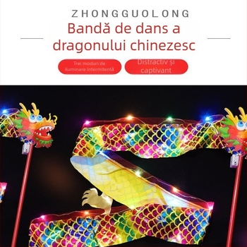 Panglică luminoasă de dragon pentru dansul dragonilor – accesoriu luminos pentru dans și gimnastică
