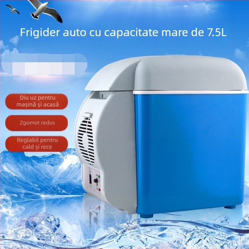 Frigider auto cu tehnologie semiconductor, 7,5 L, încălzire și răcire duală, portabil, 12V