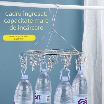 Raft circular din oțel inoxidabil, 4,0 mm, cu 20 cleme – suport de uscare cu mai multe brațe pentru șosete, haine și pantaloni