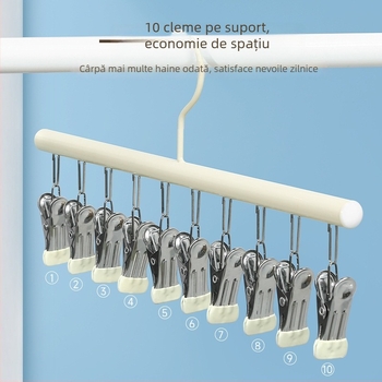 Uscător din oțel inoxidabil pentru șosete, cu cleme multiple, pentru balcon sau dormitor; potrivit pentru șosete de copii și lenjerie