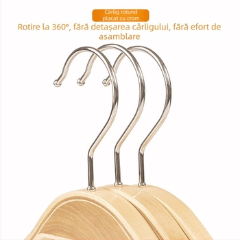 Cuier din lemn cu clips, antiderapant, multifuncțional, pentru haine, pantaloni și cravate, uz casnic