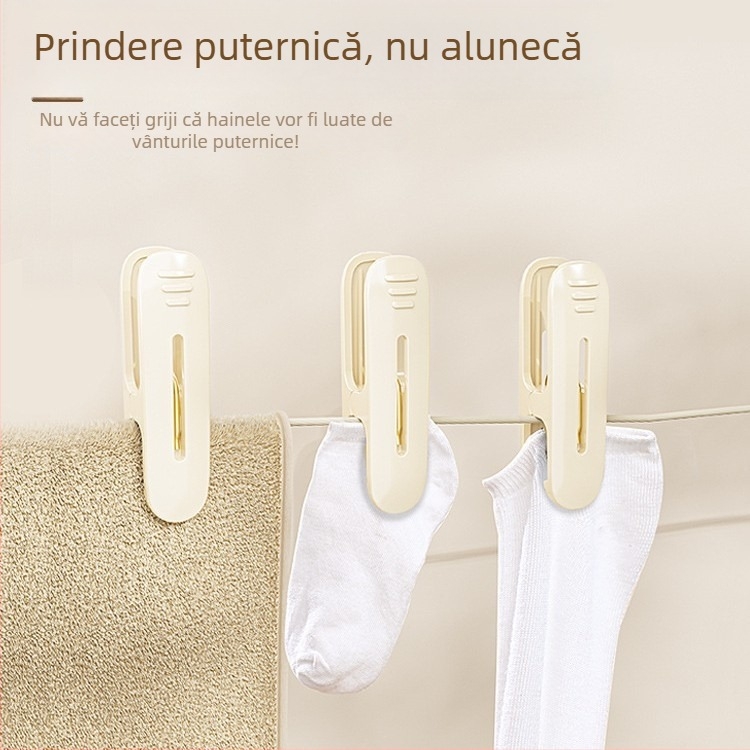 Clipuri din plastic pentru uscat rufe, antivent, mici pentru șosete, prosoape și lenjerie de pat