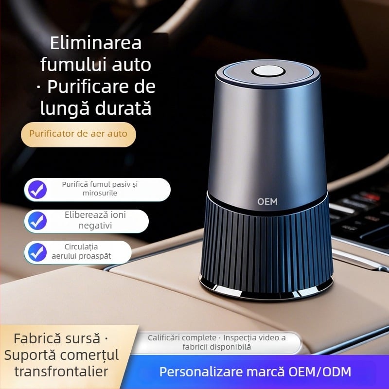Purificator de aer compact pentru mașină, elimină mirosurile de fum, ioni de oxigen pentru aer proaspăt, etichetare OEM