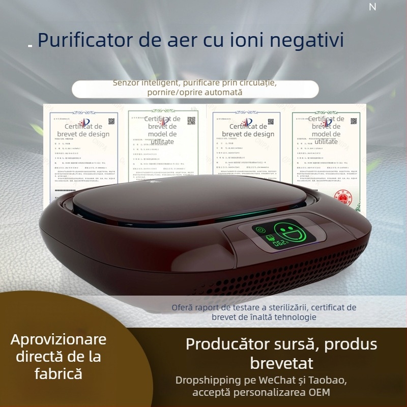 Greenness Purificator de aer pentru mașină OZ-80 cu ioni negativ, sterilizare, eliminarea prafului și a mirosurilor, purificare PM2.5