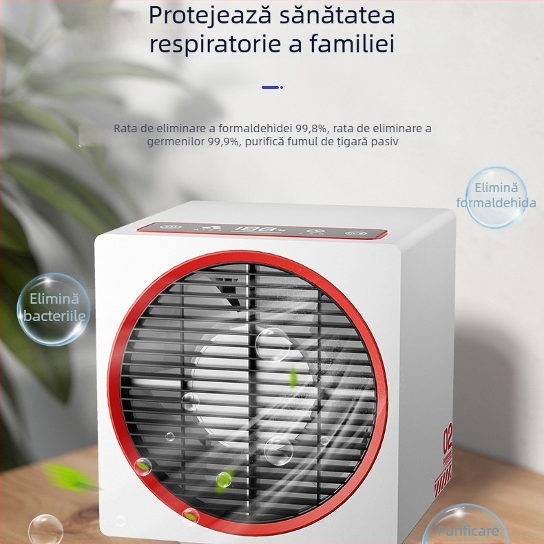 Purificator de aer pentru uz casnic, cu filtru din cărbune activ, elimină formaldehida și fumul de tutun, compact pe birou, model A3