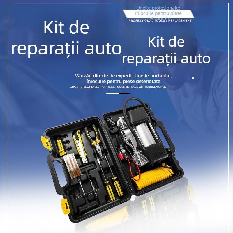Pompa de aer auto cu două cilindri, 12V, portabilă, pentru umflarea pneurilor, pompă electrică de înaltă presiune