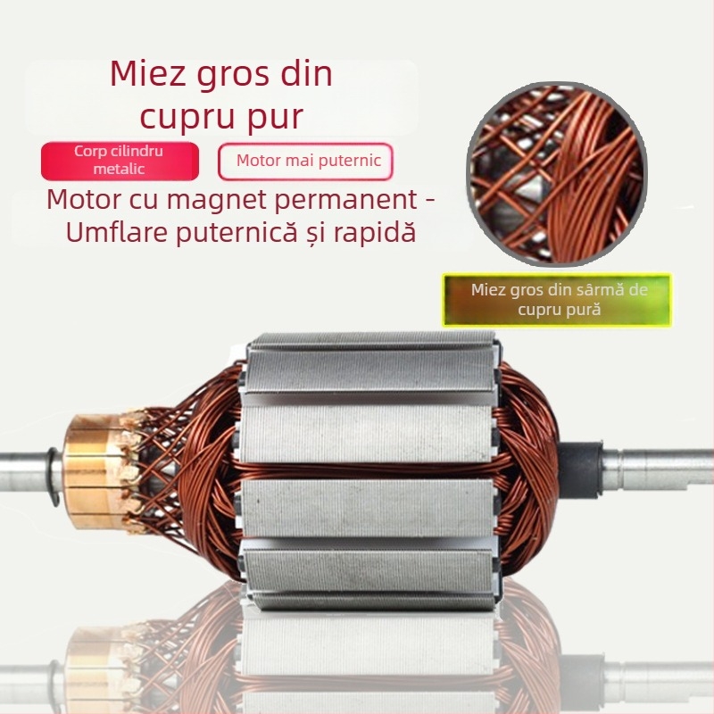 AC-680 Pompa de aer auto cu montare pe vehicul 12V DC, cilindru dublu, carcasă din metal, manometru digital, protecție la supraîncălzire, oprire automată, cablu de alimentare de 3 m, flux 70 L/min, 280W