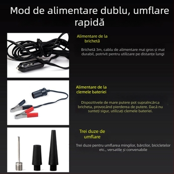 Pompă metalică de aer pentru mașină, cilindru unic, 12V