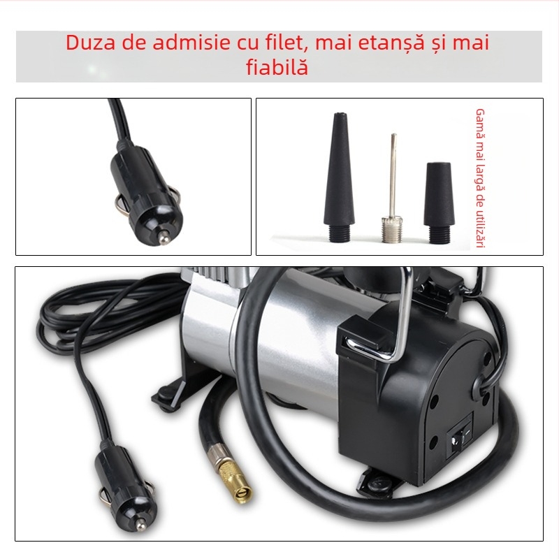 Pompă metalică de aer pentru mașină, cilindru unic, 12V
