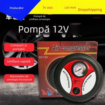 Pompa de aer portabilă pentru mașină, 12V, pompă multifuncțională pentru pneuri cu afișaj digital