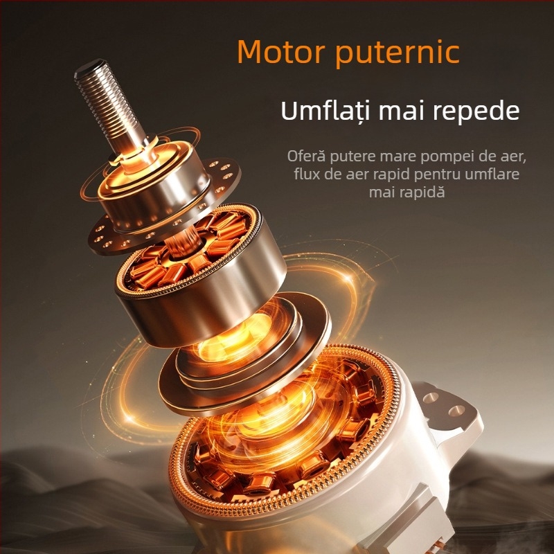 Pompa portabilă de aer pentru mașină, cu manometru, umflare rapidă a anvelopelor pentru mașini și motociclete, pompă electrică compactă