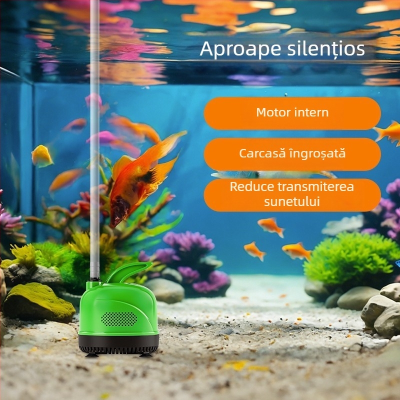 Pompe submersibilă pentru acvariu cu aspirație pe partea de jos, circulație a apei și filtrare, foarte silențioasă