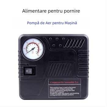 Pompă portabilă electrică pentru anvelope auto, design pătrat, 12V