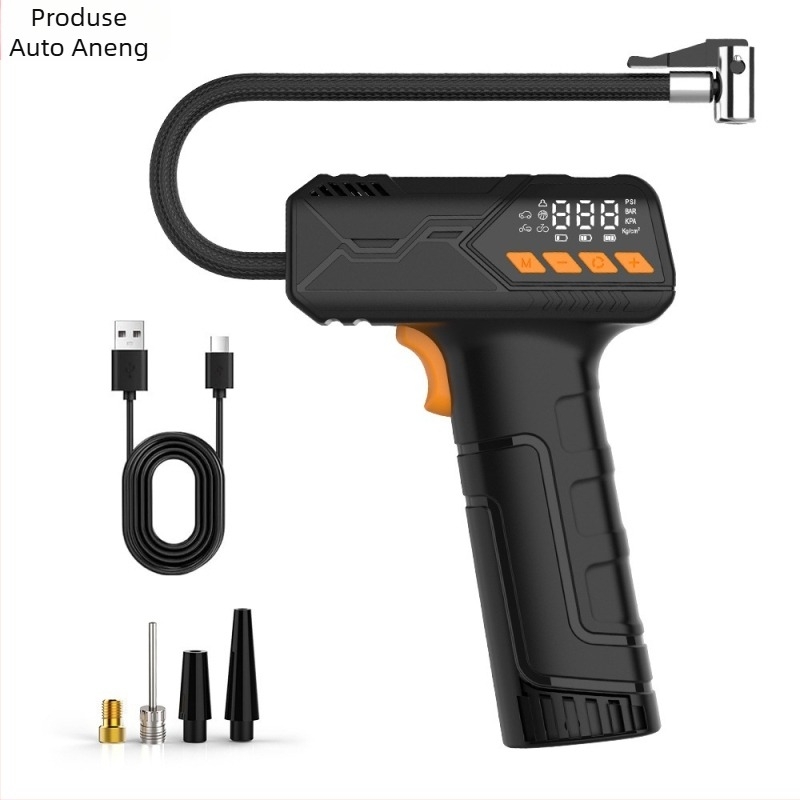 Pompa de aer wireless pentru mașină, cu afișaj digital, 12V, reîncărcabilă, portabilă, pentru anvelope de mașină și bicicletă
